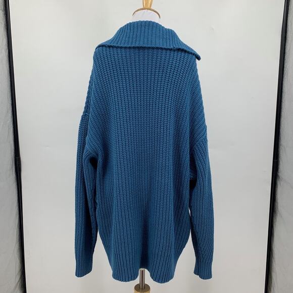 Free People Cardigan Womens M Medium Chunky Knit Swim Too Deep Button Up Sweater - Picture 4 of 12